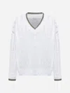 Brunello Cucinelli Sequin Embellished V-neck Sweater In Bianco+lignite+camel