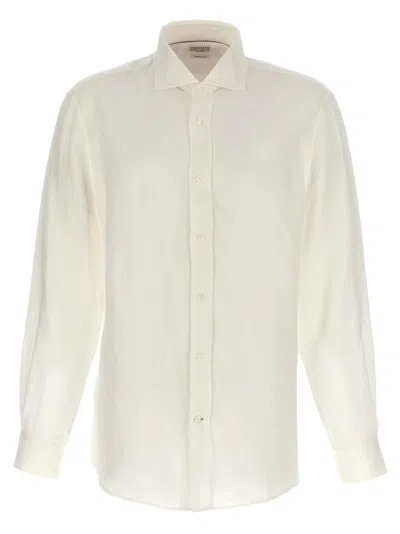BRUNELLO CUCINELLI WHITE LINEN SHIRT