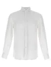 Brunello Cucinelli Linen Shirt With Back Yoke And Curved Hem In White