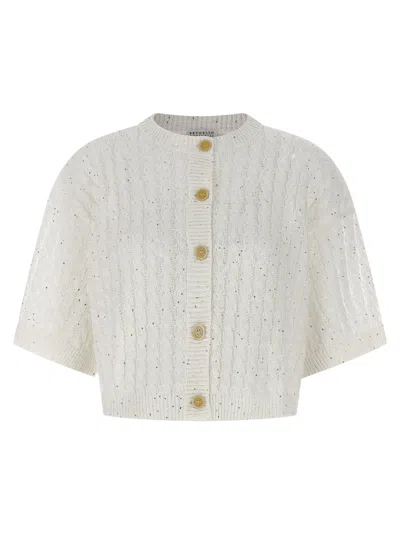 Brunello Cucinelli White Linen Women's Cardigan