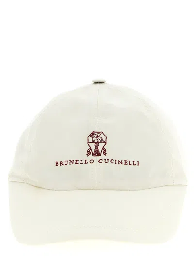BRUNELLO CUCINELLI WHITE LOGO EMBROIDERY BASEABALL HAT