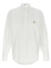 Brunello Cucinelli White Shirt With Classic Collar And Embroidered Logo On The Chest In Cotton Woman In White