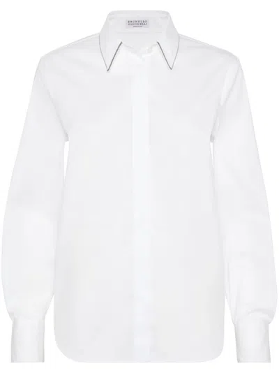 BRUNELLO CUCINELLI WHITE MONILE SHIRT