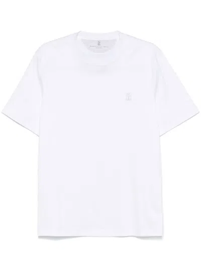 BRUNELLO CUCINELLI WHITE LOGO T-SHIRT