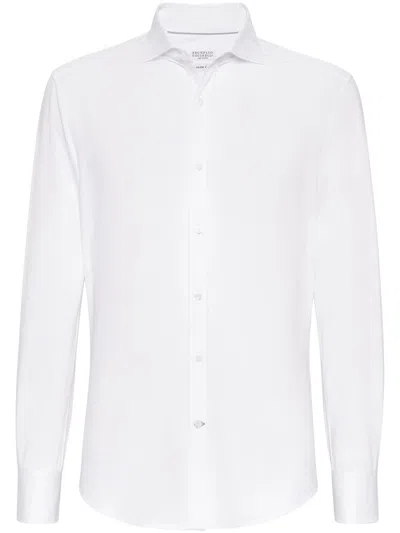 Brunello Cucinelli Long-sleeve Cotton Shirt In White