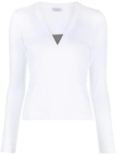 Brunello Cucinelli White Long-sleeved Sweater