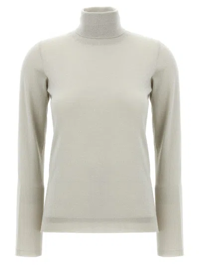 BRUNELLO CUCINELLI WHITE LUREX TURTLENECK SWEATER
