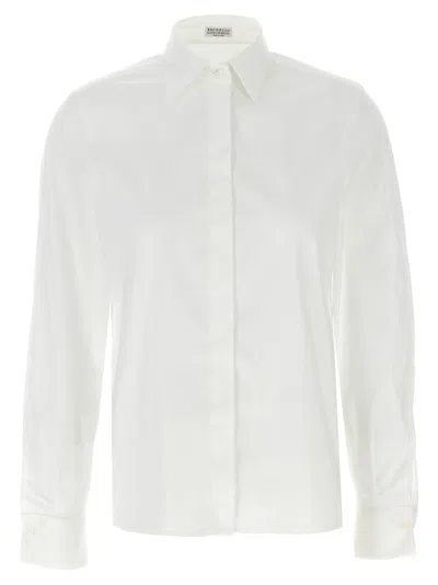 BRUNELLO CUCINELLI WHITE MONILE POPLIN SHIRT