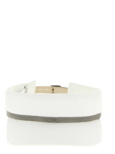 BRUNELLO CUCINELLI WOMEN WHITE MONILE SOLID OPEN TOP VISOR