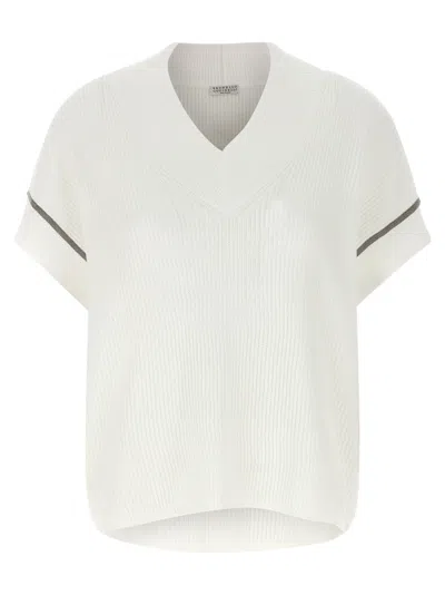 BRUNELLO CUCINELLI WHITE MONILE SWEATER