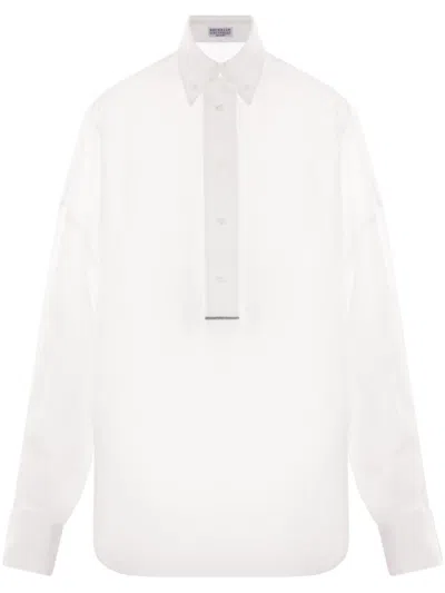 Brunello Cucinelli White Monili-detail Blouse