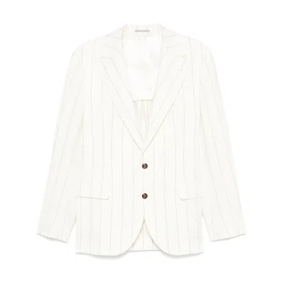 BRUNELLO CUCINELLI WHITE  NEUTRAL JACKETS
