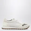 Brunello Cucinelli Bead-embellished Nylon And Suede Sneakers In White