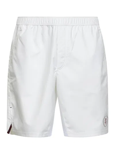 Brunello Cucinelli White Nylon Logo Bermuda Shorts
