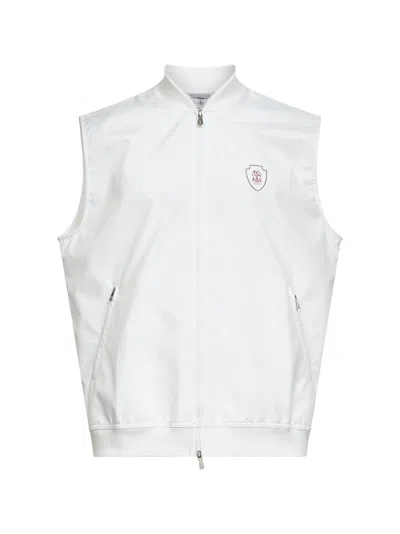 Brunello Cucinelli White Nylon Logo Vest