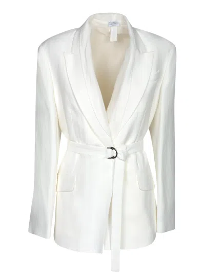 Brunello Cucinelli White Organza Linen And Viscose Jacket