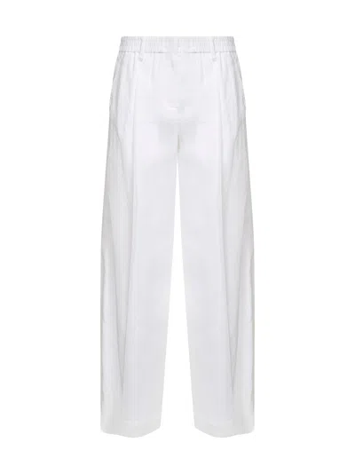 Brunello Cucinelli White Organza Sartorial Track Trousers With Monili