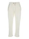 Brunello Cucinelli White Pants With Elastic Drawstring Waist And Monile Detail On The Pockets In Cotton Woman