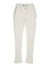 Brunello Cucinelli White Pants With Elastic Drawstring Waist And Monile Detail On The Pockets