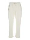Brunello Cucinelli White Pants With Elastic Drawstring Waist And Monile Detail On The Pockets In Cotton Woman