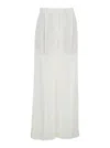 Brunello Cucinelli White Pants With Pleated Front And Jewelry Detail In Linen And Viscose Blend Woma In Beige