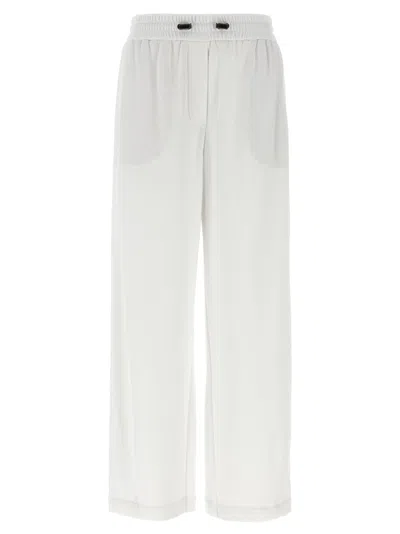 Brunello Cucinelli White Piqu Cotton Joggers