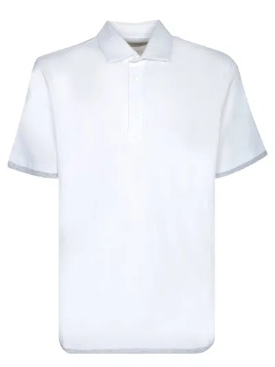 BRUNELLO CUCINELLI WHITE PIQUÃ© POLO SHIRT