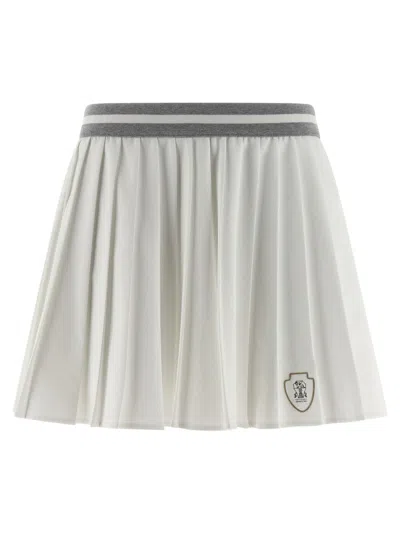 BRUNELLO CUCINELLI WHITE PLEATED SKIRT