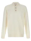Brunello Cucinelli Long Sleeves Cashmere Polo Sweater In White