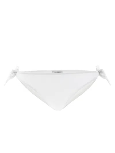 Brunello Cucinelli White Polyamide Swim Women's Briefs In Multi