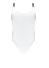 Brunello Cucinelli White Techno Jersey Precious Details One-piece Swimsuit In White