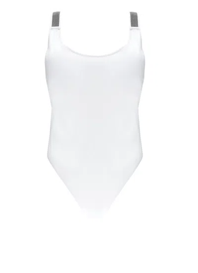 BRUNELLO CUCINELLI BRUNELLO CUCINELLI WHITE PRECIOUS DETAILS MONOKINI