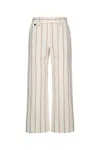 Brunello Cucinelli Multicolor Crop Pants With All-over Striped Motif And Monile Detail