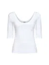 Brunello Cucinelli White Ribbed Stretch Jersey Monili T-shirt In White
