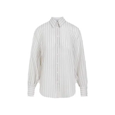 Brunello Cucinelli White Rock Salt Cotton Shirt In Beige