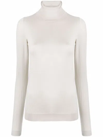 BRUNELLO CUCINELLI WHITE ROLL-NECK JUMPER