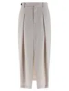 Brunello Cucinelli Curved Pleated Skirt Button Detail In White