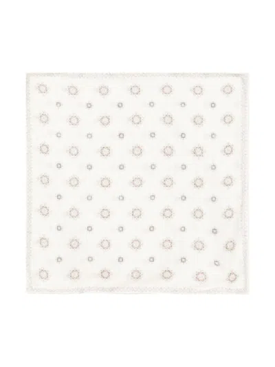Brunello Cucinelli White Scarf In Silk With Print