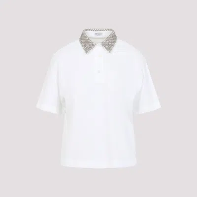 BRUNELLO CUCINELLI WHITE SEQUIN POLO SHIRT