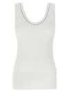 Brunello Cucinelli White Shiny Collar Top In White