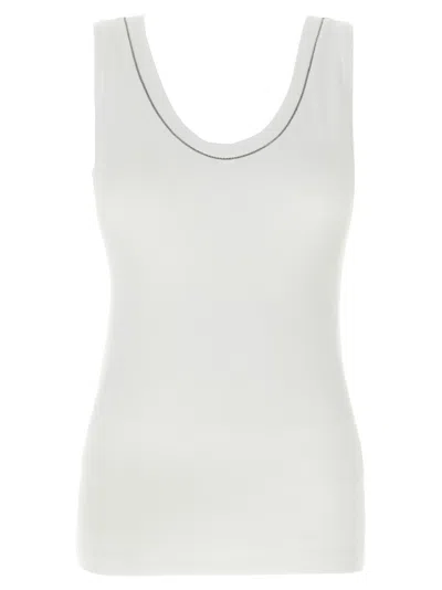 Brunello Cucinelli White Shiny Collar Top