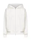 Brunello Cucinelli White Shiny Trims Zip-up Hoodie In White