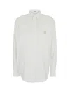 Brunello Cucinelli White Shirt With Classic Collar And Embroidered Logo On The Chest In Cotton Woman In White