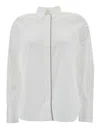 Brunello Cucinelli Oversized White Shirt With Monile Detail In Cotton Blend Woman