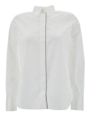 Brunello Cucinelli Oversized White Shirt With Monile Detail In Cotton Blend Woman In White