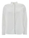 Brunello Cucinelli Oversized White Shirt With Monile Detail In Cotton Blend Woman In White