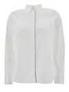 Brunello Cucinelli Oversized White Shirt With Monile Detail In Cotton Blend Woman In White