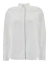 Brunello Cucinelli Oversized White Shirt With Monile Detail In Cotton Blend Woman In White