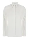Brunello Cucinelli White Shirt With Pointed Collar And Monil Detail On The Collar In Cotton Blend Woman