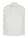 Brunello Cucinelli White Shirt With Pointed Collar And Monil Detail On The Collar In Cotton Blend Woman In White